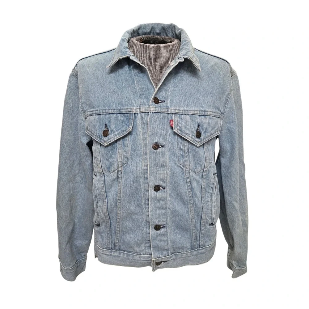 Vtg 1984 Levi's Denim Trucker Jacket Men's L (42R) Light Wash 70506-0211 USA VGC